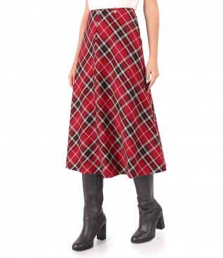 Flared checked midi dress