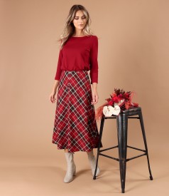 Flared checked midi dress