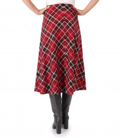 Flared checked midi dress