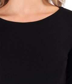 Elastic jersey blouse with crystals elastic at the waist