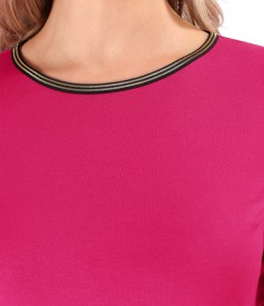 Elegant elastic jersey blouse with 3/4 sleeves