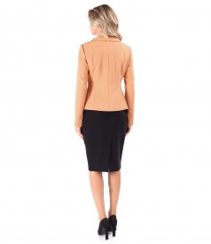 Office women suit with jacket and skirt made of elastic fabric