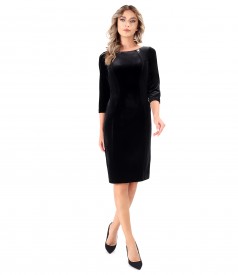 Elegant black elastic velvet dress