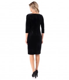 Elegant black elastic velvet dress