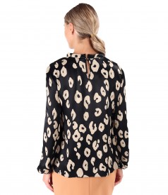 Viscose satin blouse with animal print