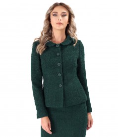 Wool and alpaca jacket with round collar
