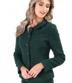 Wool and alpaca jacket with round collar