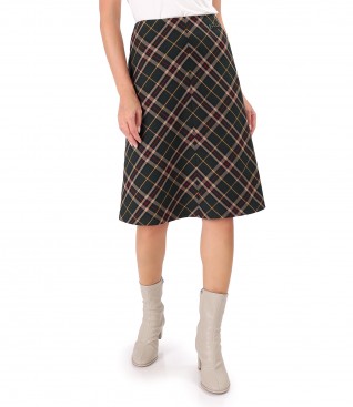 Flared checkered skirt