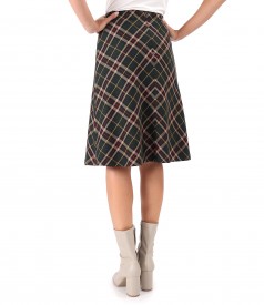 Flared checkered skirt