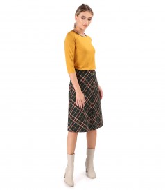 Flared checkered skirt