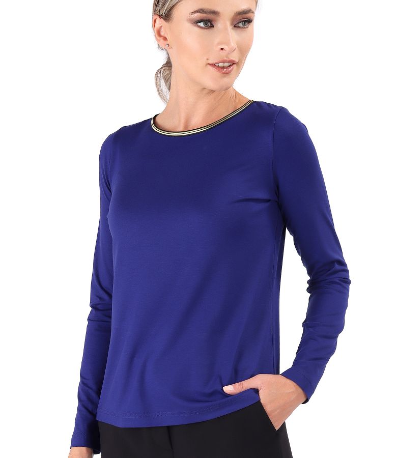 Elastic jersey blouse with long sleeves