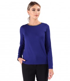 Elastic jersey blouse with long sleeves