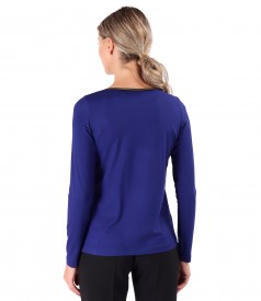 Elastic jersey blouse with long sleeves