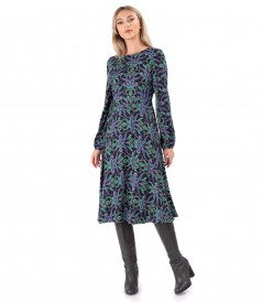 Viscose midi dress printed with floral motifs