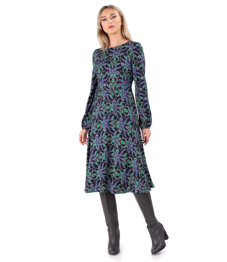 Viscose midi dress printed with floral motifs