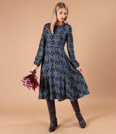 Viscose midi dress printed with floral motifs