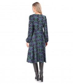 Viscose midi dress printed with floral motifs