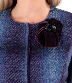 Elegant jacket made of multi-colored curls with wool and alpaca