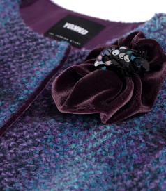 Elegant jacket made of multi-colored curls with wool and alpaca