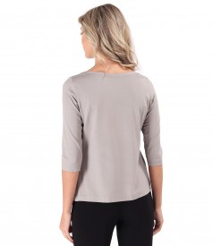 Elastic jersey blouse with gold elastic at the waist