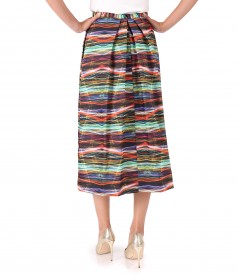 Midi skirt in ribbed fabric with a satin effect
