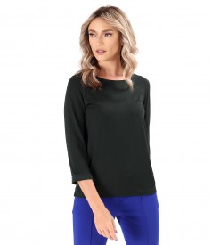 Fine elastic jersey blouse with 3/4 sleeves