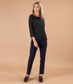 Fine elastic jersey blouse with 3/4 sleeves