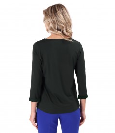 Fine elastic jersey blouse with 3/4 sleeves