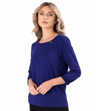 Fine elastic jersey blouse with 3/4 sleeves