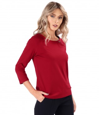 Fine elastic jersey blouse with 3/4 sleeves