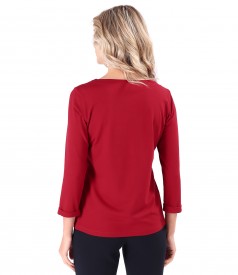 Fine elastic jersey blouse with 3/4 sleeves