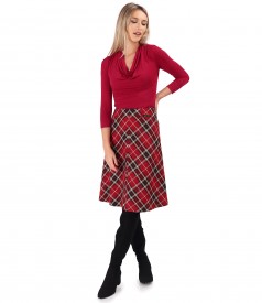 Flared checkered skirt