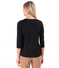 Elegant blouse made of elastic jersey printed with polka dots