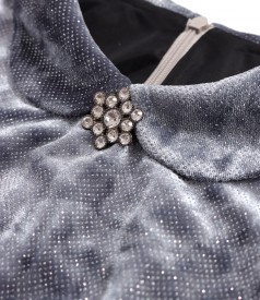 Elastic velvet dress with metallic thread