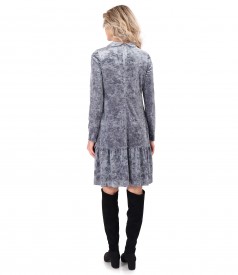 Elastic velvet dress with metallic thread