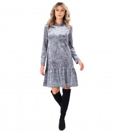 Elastic velvet dress with metallic thread