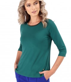 Elegant elastic jersey blouse with 3/4 sleeves