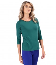 Elegant elastic jersey blouse with 3/4 sleeves