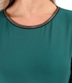 Elegant elastic jersey blouse with 3/4 sleeves