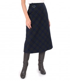 Flared plaid midi skirt