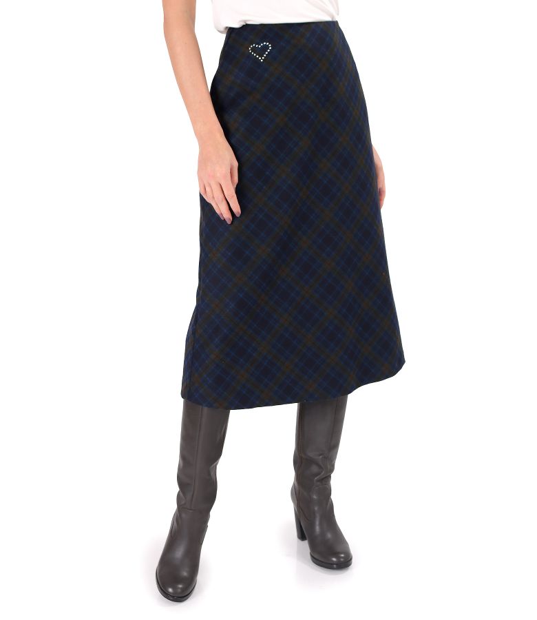 Flared plaid midi skirt