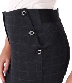 Ankle pants made of thick checkered fabric