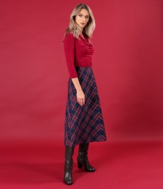 Flared checked midi dress