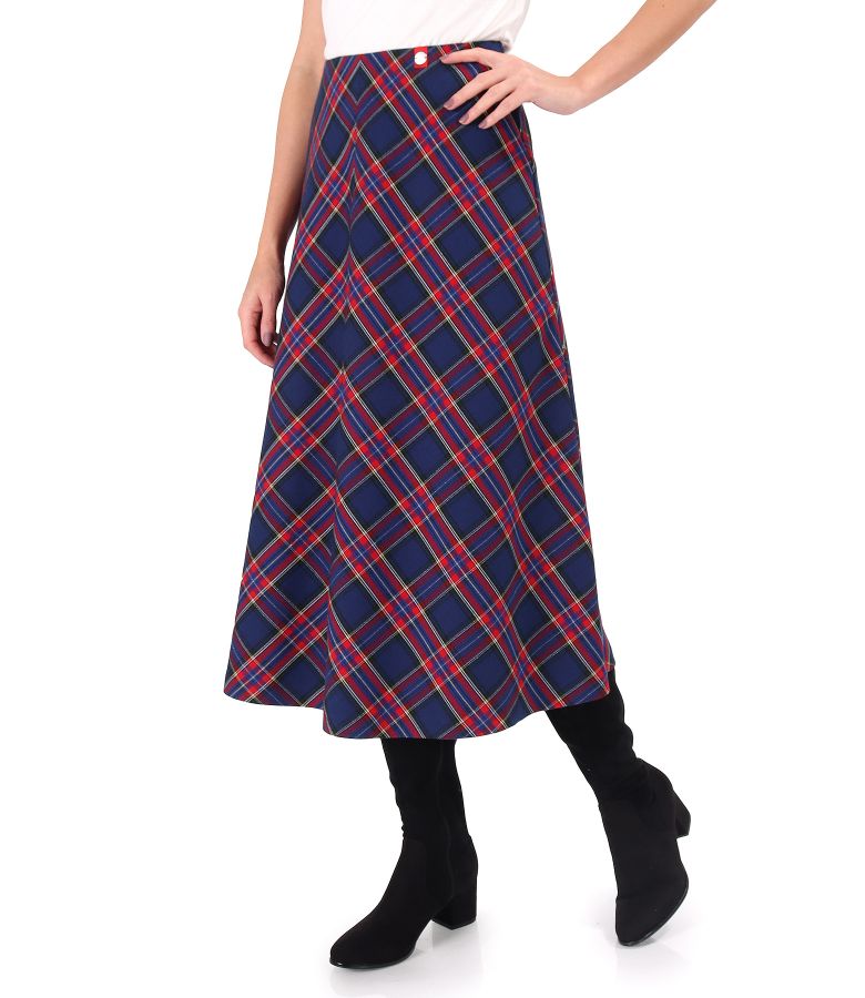 Flared checked midi dress