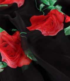 Midi veil dress printed with floral motifs