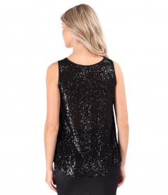 Sleeveless blouse made of black sequins