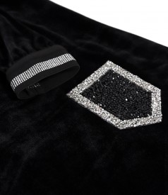 Velvet dress with crystals