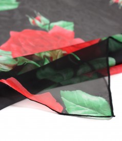 Digitally printed veil scarf with floral motifs