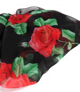 Digitally printed veil scarf with floral motifs