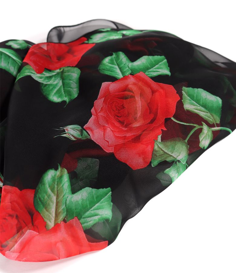 Digitally printed veil scarf with floral motifs